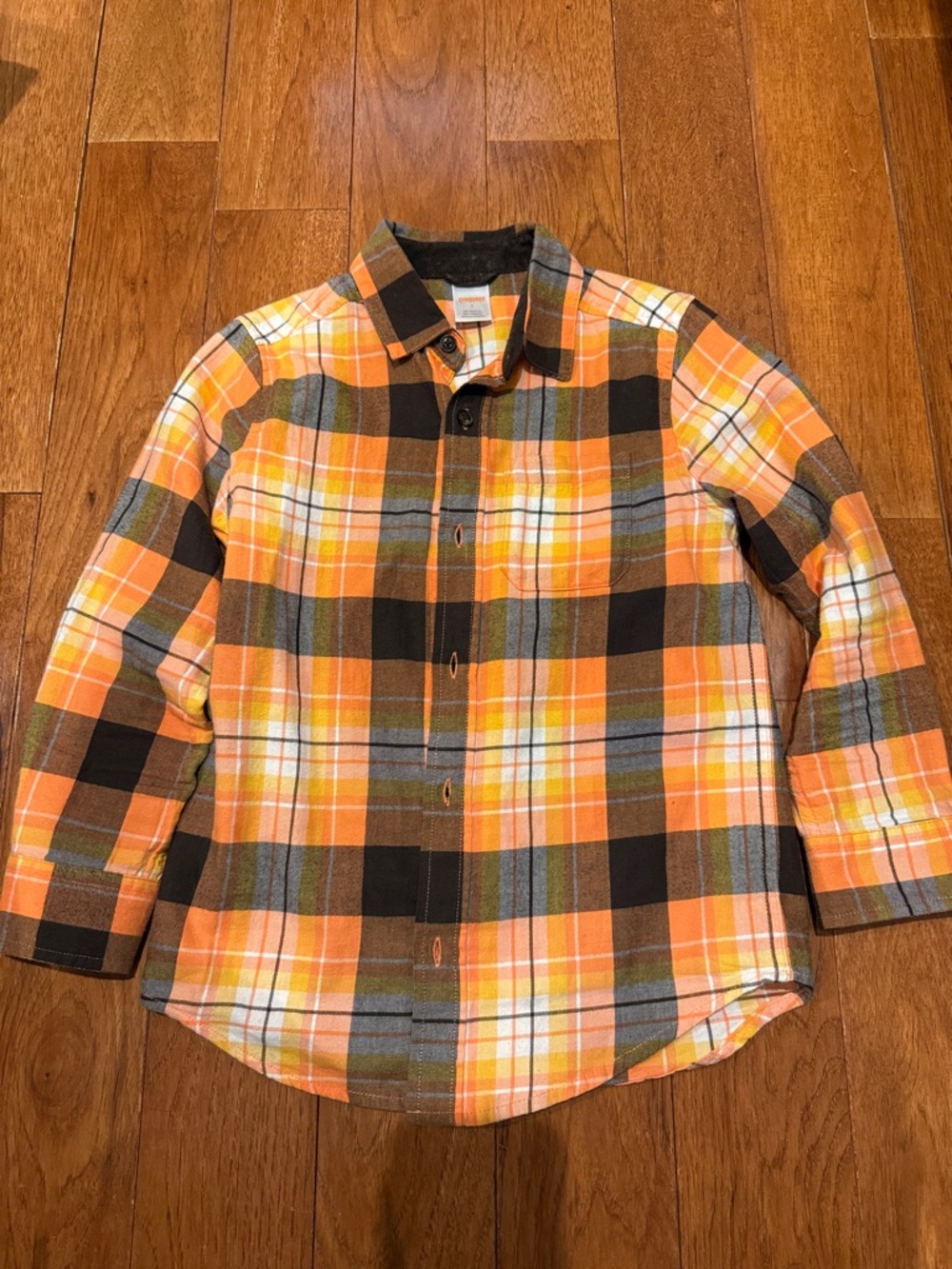 Gymboree Orange Plaid Long-Sleeve Button-Down Flannel Shirt